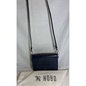 HOBO Jill Wallet Crossbody in Polished Leather - Dark Blue With Dust Bag 7x5"